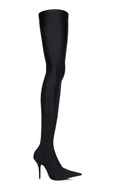 Shop Balenciaga Knife Jersey Over-the-knee Boots In Black