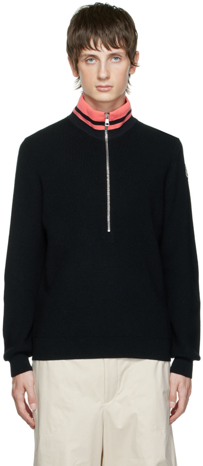 Shop Moncler Black Zip-up Sweater In 999 Black