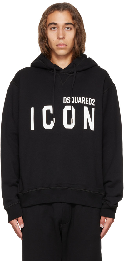 Shop Dsquared2 Black Icon Cool Hoodie In 965 Black-white