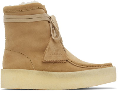 Clarks Originals Beige Wallabee Cup Hi Boots In Light Tan Suede | ModeSens