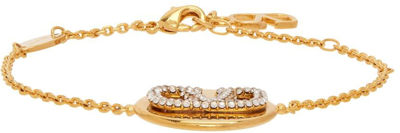 Shop Valentino Gold Vlogo Strass Bracelet In Mh5 Oro 18/crystal S