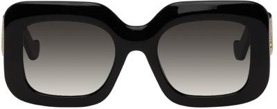 Shop Loewe Black Square Sunglasses In 01b Black