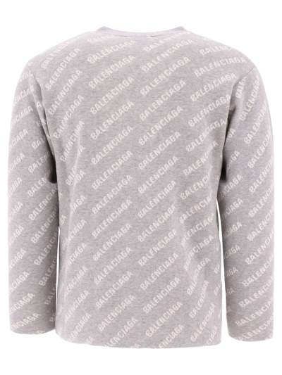 Shop Balenciaga "all-over Logo" Cardigan In Grey