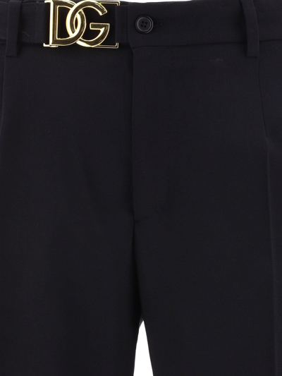 Shop Dolce & Gabbana Trousers Featuring "dg" Belt In Black