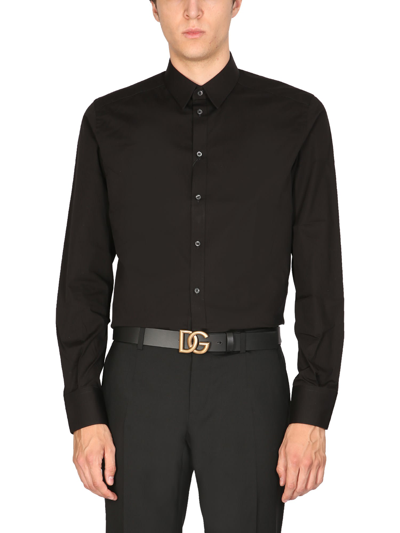 Shop Dolce & Gabbana Gold Fit Cotton Shirt In Nero