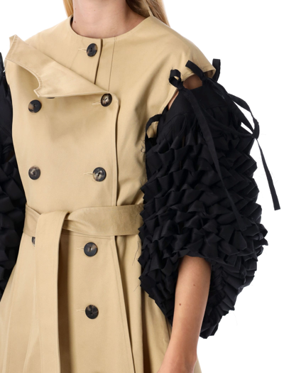 Shop A.w.a.k.e. Multi Braided Sleeves Trench Coat In Beige Black