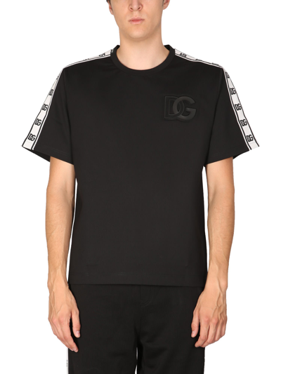 Shop Dolce & Gabbana T-shirt With Dg Logo Bands In Nero