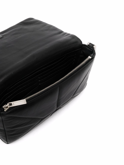 Shop Rick Owens Griffin Leather Messenger Bag In Black