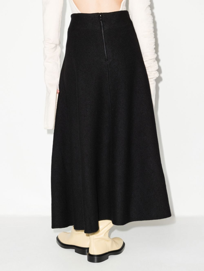 Jil Sander Black Elastic Knit Midi Skirt In 黑色