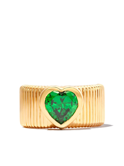 Shop Kamushki 18kt Yellow Gold Chunky Heart Quartz Ring In 金色