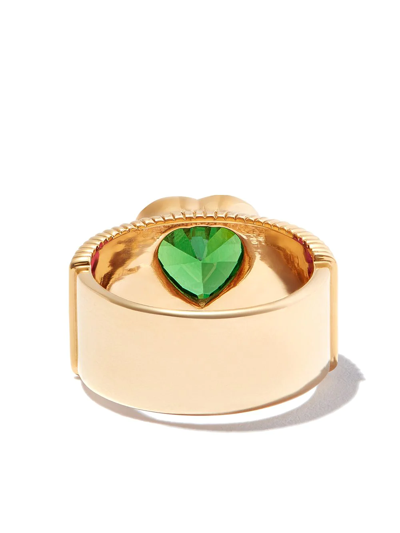 Shop Kamushki 18kt Yellow Gold Chunky Heart Quartz Ring In 金色