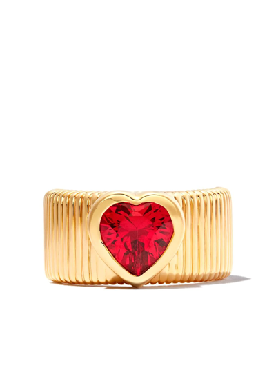 Shop Kamushki 18kt Yellow Gold Chunky Heart Quartz Ring