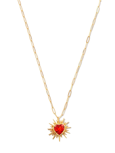 Shop Kamushki 18kt Yellow Gold Flaming Heart Quartz Necklace