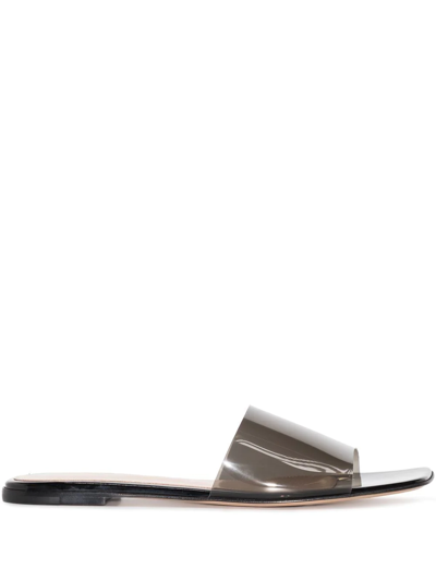 Shop Gianvito Rossi Transparent Upper Flat Sandals In 黑色