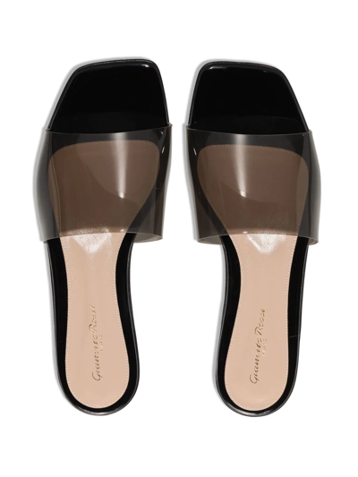 Shop Gianvito Rossi Transparent Upper Flat Sandals In 黑色