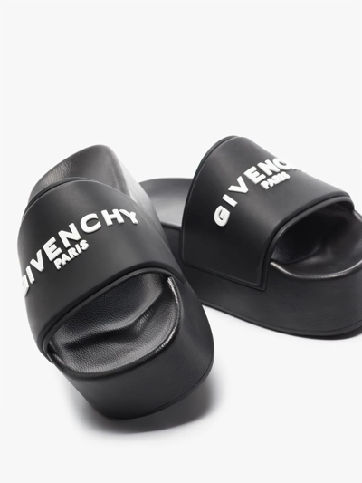 Givenchy Logo-embellished Flatform Slides In Black