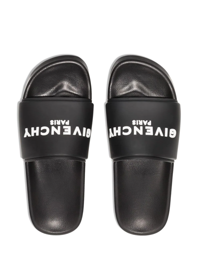 Givenchy Logo-embellished Flatform Slides In Black