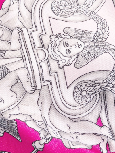 Shop Versace Silver Baroque-print Halterneck Midi Dress In 粉色