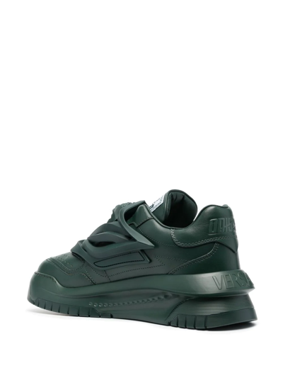 Shop Versace Odissea Chunky Leather Sneakers In Green