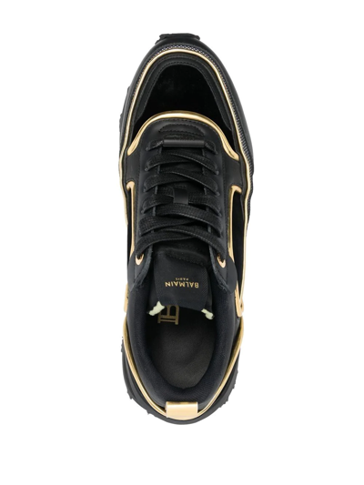 Shop Balmain Two-tone Low-top Sneakers In Black