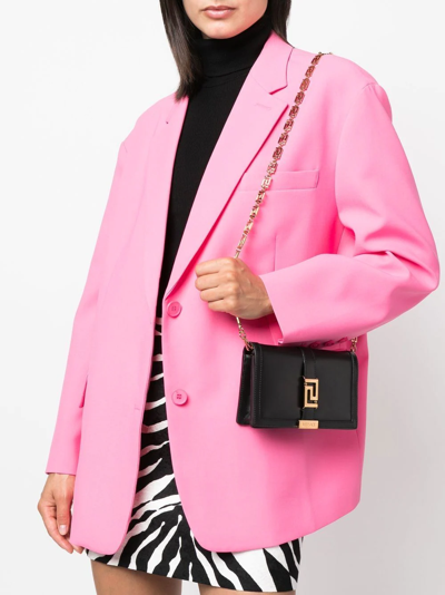 Versace Greca Goddess Leather Mini Bag In Black