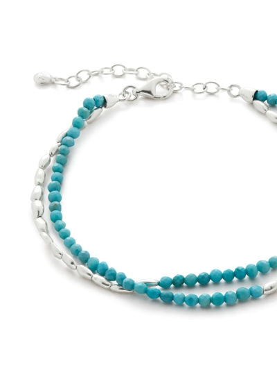 Monica Vinader Sterling Silver Mini Nugget Gemstone Beaded Bracelet In Silver