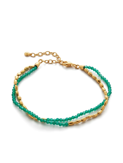 Shop Monica Vinader Mini Nugget Gemstone Beaded Bracelet In Gold