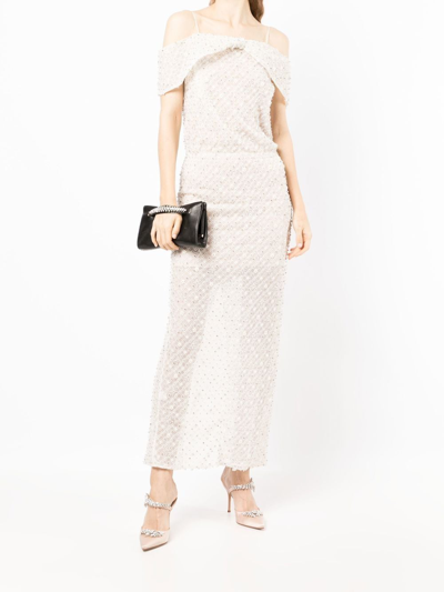 Saiid Kobeisy Beaded Lace Maxi Dress In White