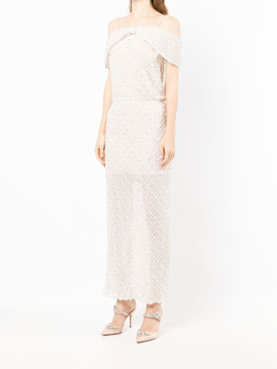 Saiid Kobeisy Beaded Lace Maxi Dress In White