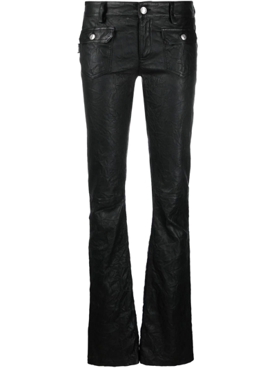 Shop Zadig & Voltaire Kick-flare Leather Jeans In 黑色