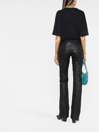 Shop Zadig & Voltaire Kick-flare Leather Jeans In 黑色