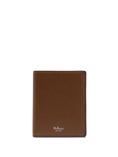 Shop Mulberry Logo-detail Leather Wallet In Brown