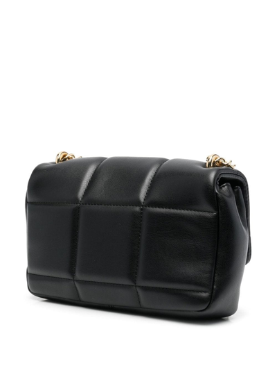 Shop Love Moschino Engraved-logo Quilted Shoulder Bag In Black
