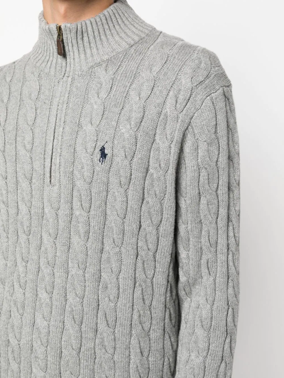 Polo Ralph Lauren Cable-knit Half-zip Jumper In 灰色 | ModeSens
