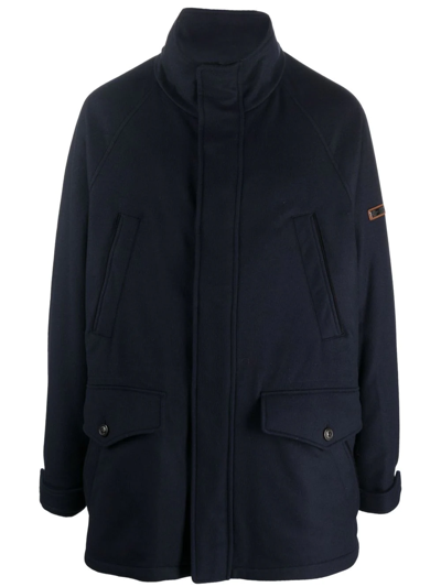 Shop Ralph Lauren Purple Label Cotton Wool Blend Parka In 蓝色