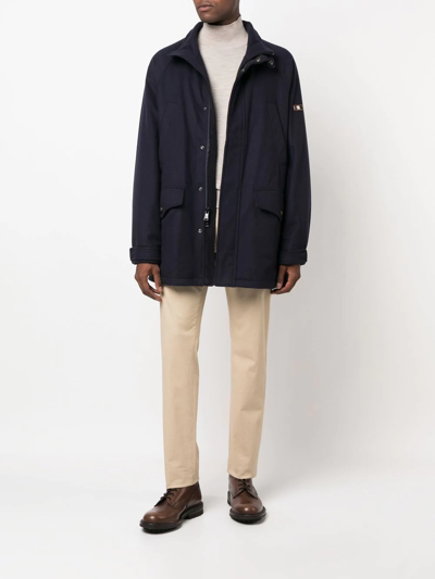 Shop Ralph Lauren Purple Label Cotton Wool Blend Parka In 蓝色