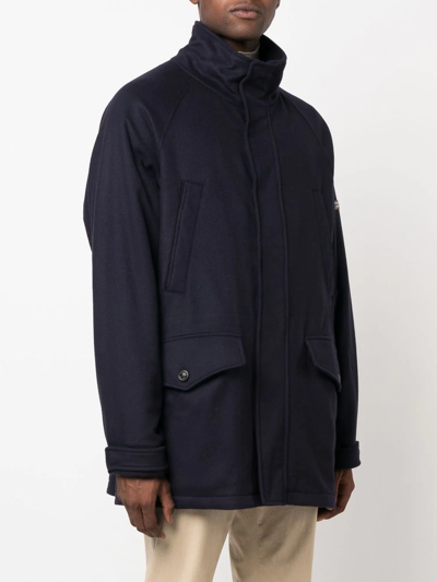 Shop Ralph Lauren Purple Label Cotton Wool Blend Parka In 蓝色