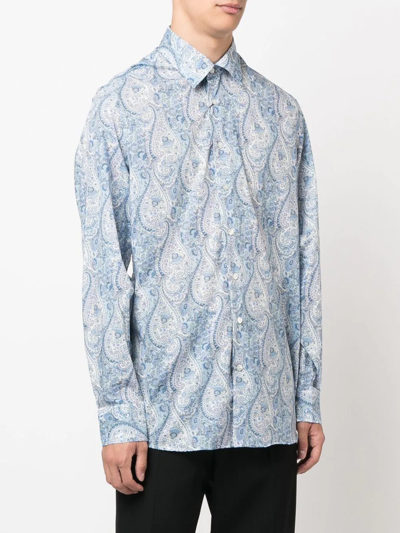 Shop Etro Paisley-print Cotton Shirt In 蓝色