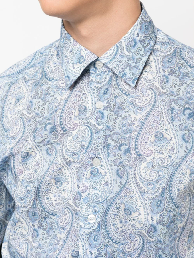 Shop Etro Paisley-print Cotton Shirt In 蓝色