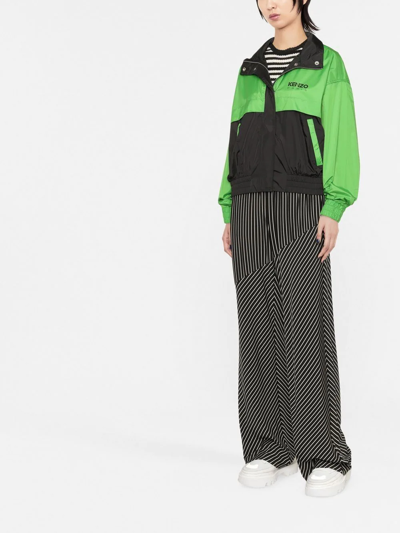 Kenzo Logo-print Colour-block Shell Jacket In 黑色