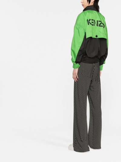 Kenzo Logo-print Colour-block Shell Jacket In 黑色