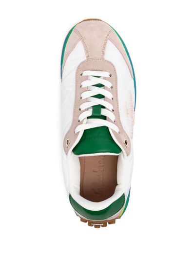 Ferragamo Iggy Rainbow-heel Retro Sneakers In White