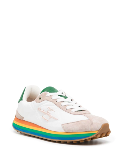 Shop Ferragamo Iggy Rainbow-sole Sneakers In Multicolour
