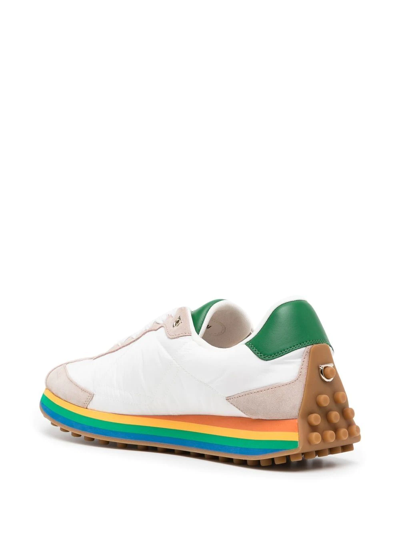 Shop Ferragamo Iggy Rainbow-sole Sneakers In Multicolour