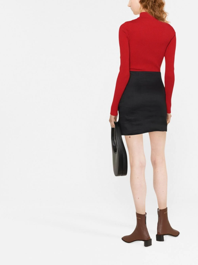Courrèges Long-sleeved Ribbed Knit Jumper In 红色