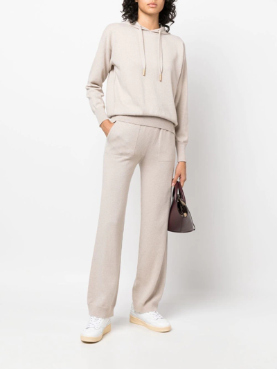 Shop Lorena Antoniazzi Fine-knit Cashmere Track Pants In 中性色