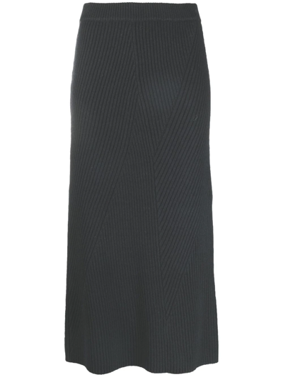 Shop Joseph Ribbed-knit Midi Skirt In 黑色