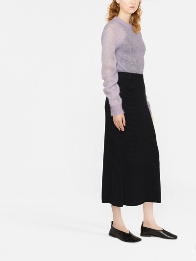 Shop Joseph Ribbed-knit Midi Skirt In 黑色