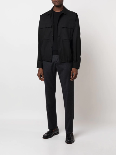 Shop Canali Drawstring Straight-leg Trousers In 蓝色