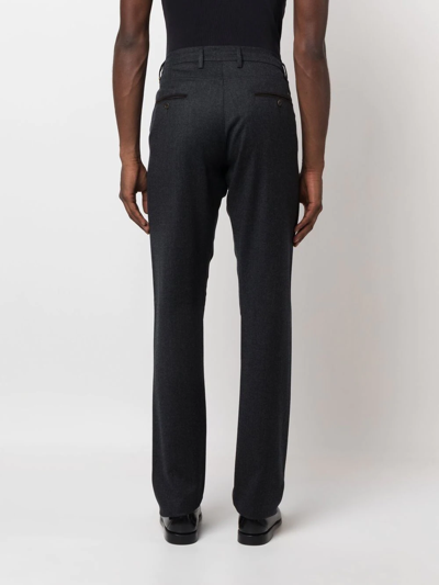 Shop Canali Drawstring Straight-leg Trousers In 蓝色